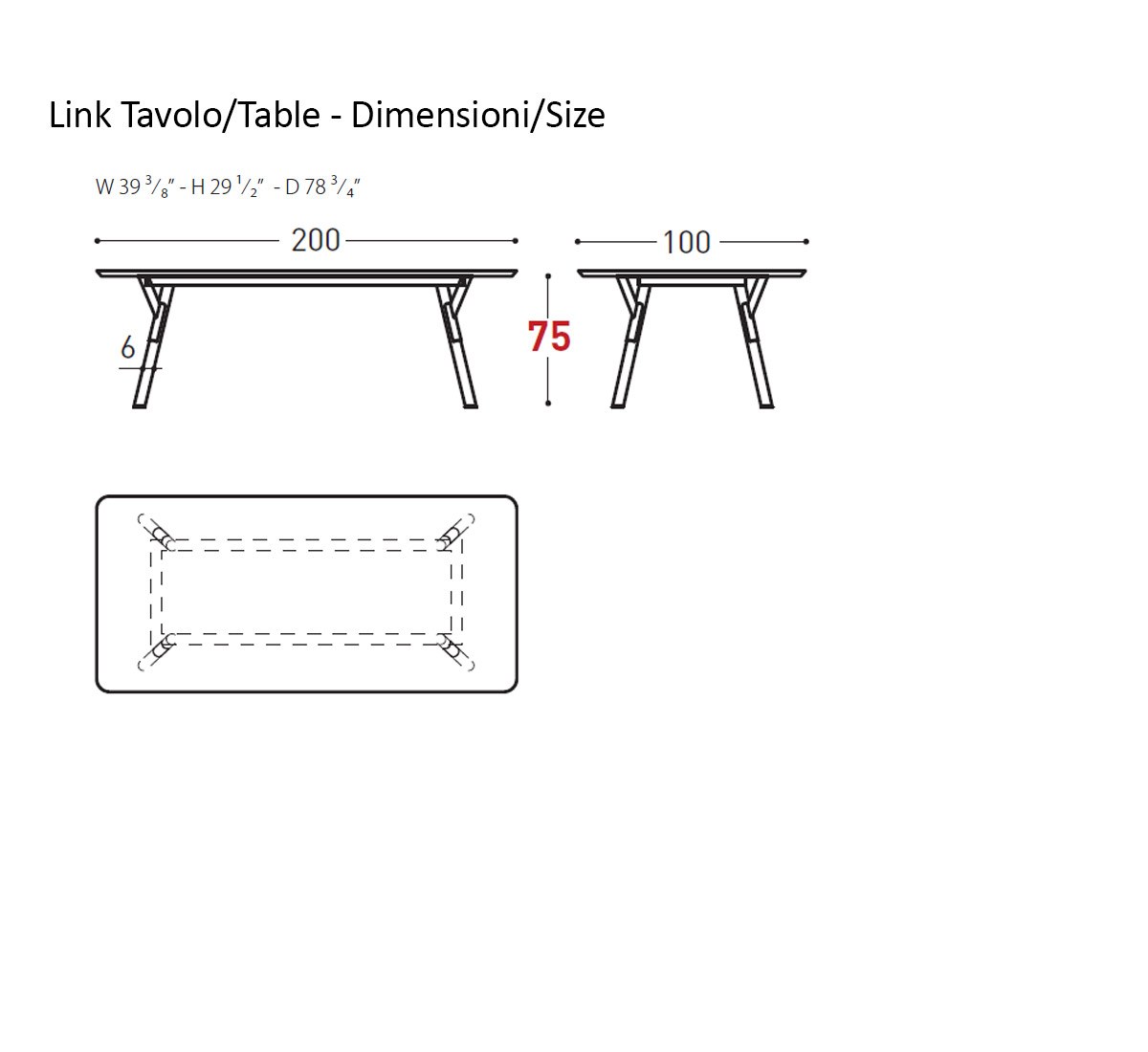 Varaschin Link Table 200x100 Moka Hpl Corten