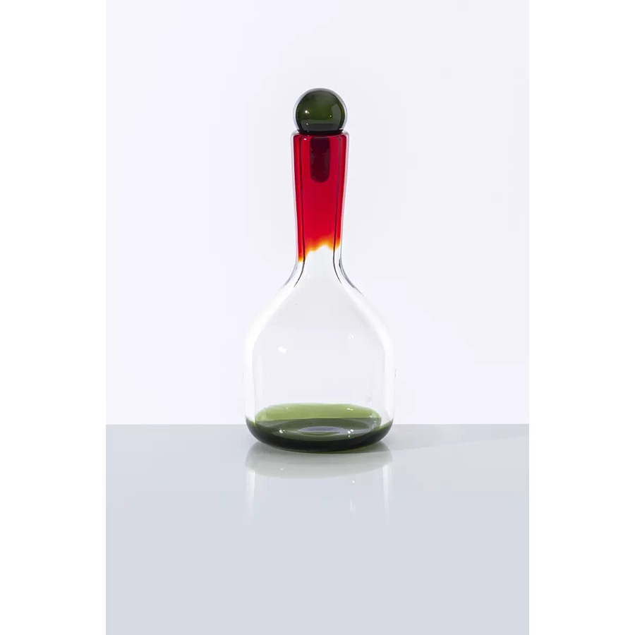 Venini Bottiglia Apem Cristallo Verde Mela E Rosso Vase
