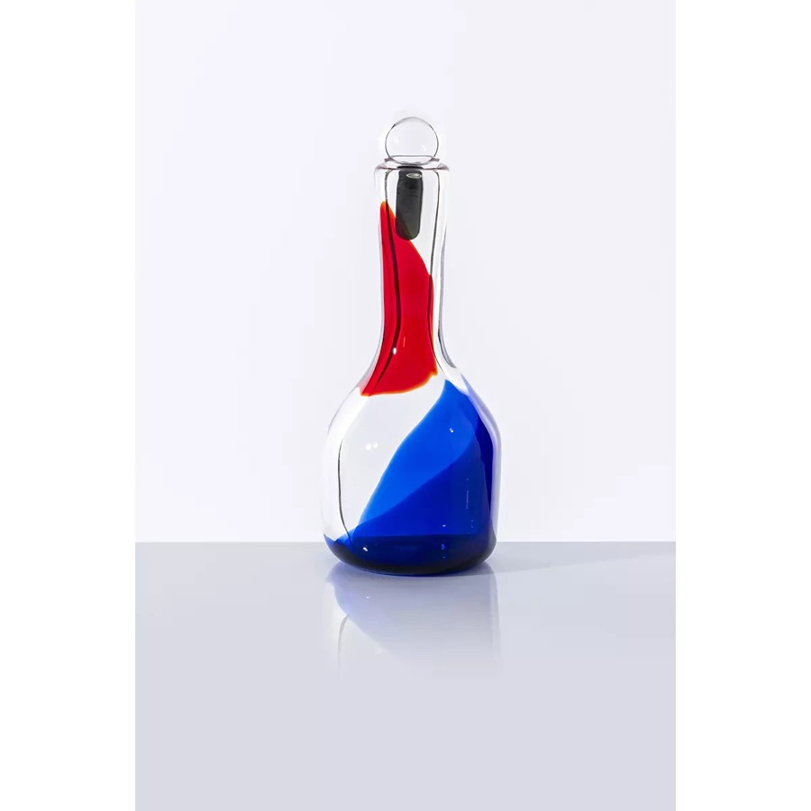 Venini Bottiglia Pezzenti Cristallo Rosso E Zaffiro Vase