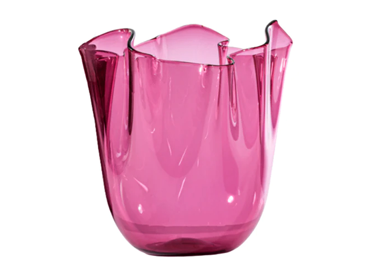 Venini Fazzoletto 70000 Clear Magenta Vase