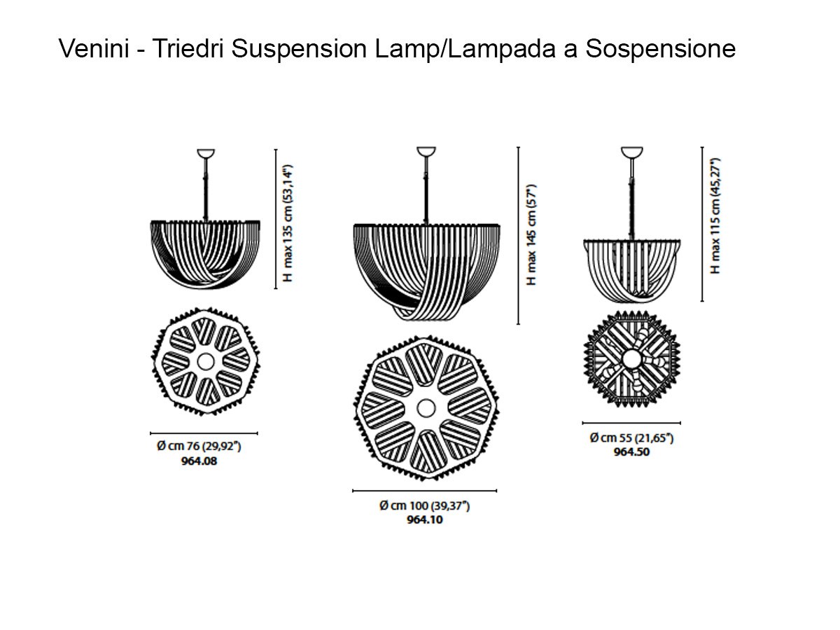 Venini Triedri Suspension Lamp