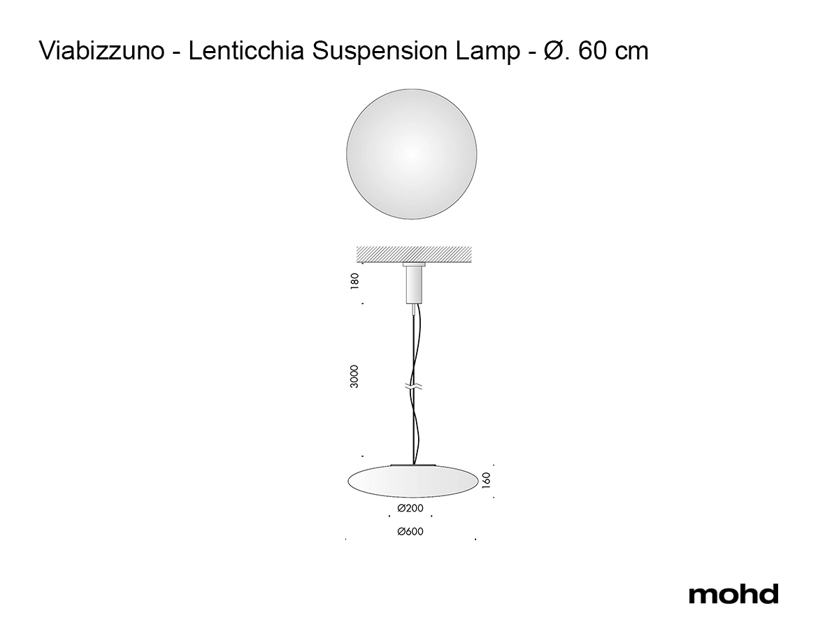 Подвесной светильник Viabizzuno Lenticchia, Ø 60 см