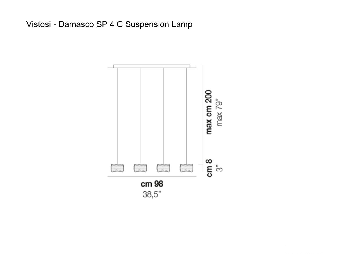 Vistosi Damasco Sp 4 C Suspension Lamp Crystal Glass