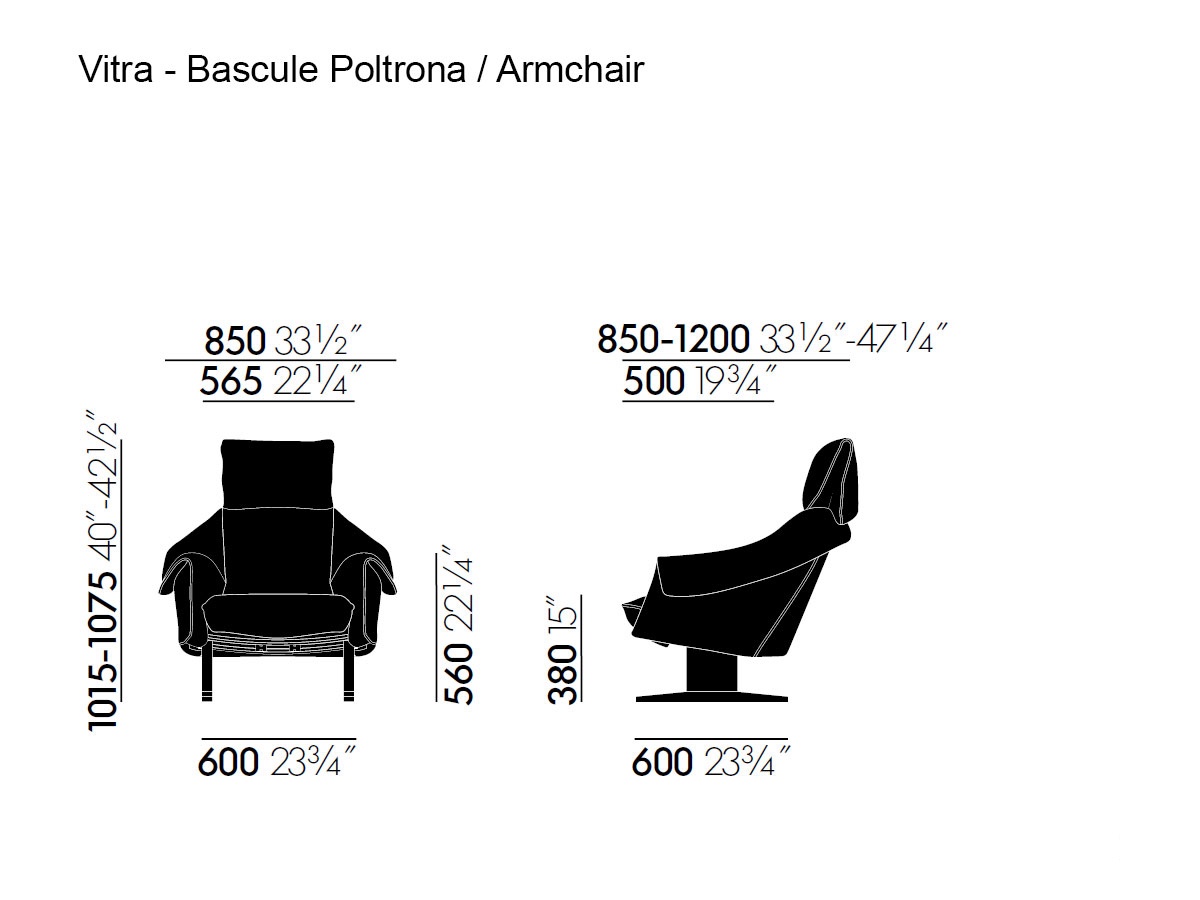 Vitra Bascule Highback Armchair Wood Base