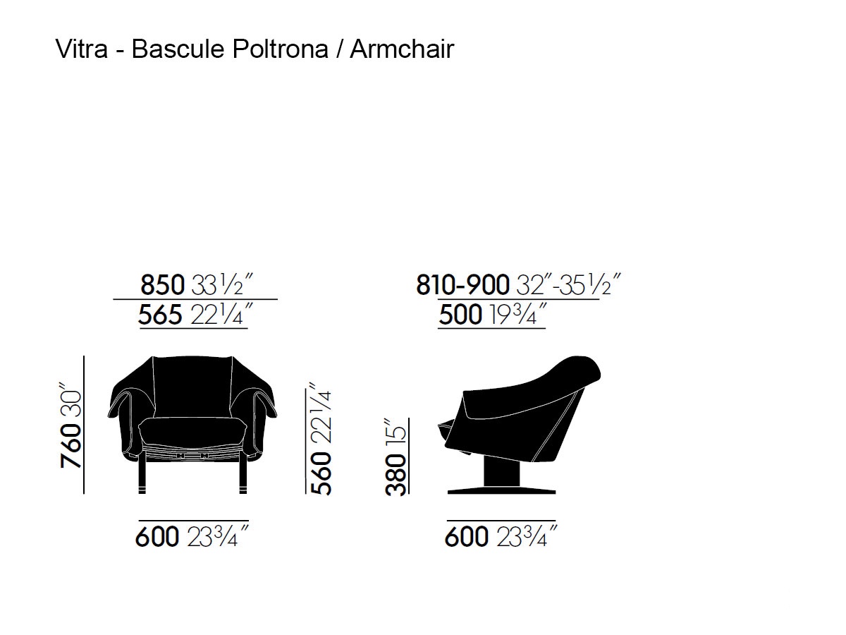 Vitra Bascule Lowback Armchair Wood Base