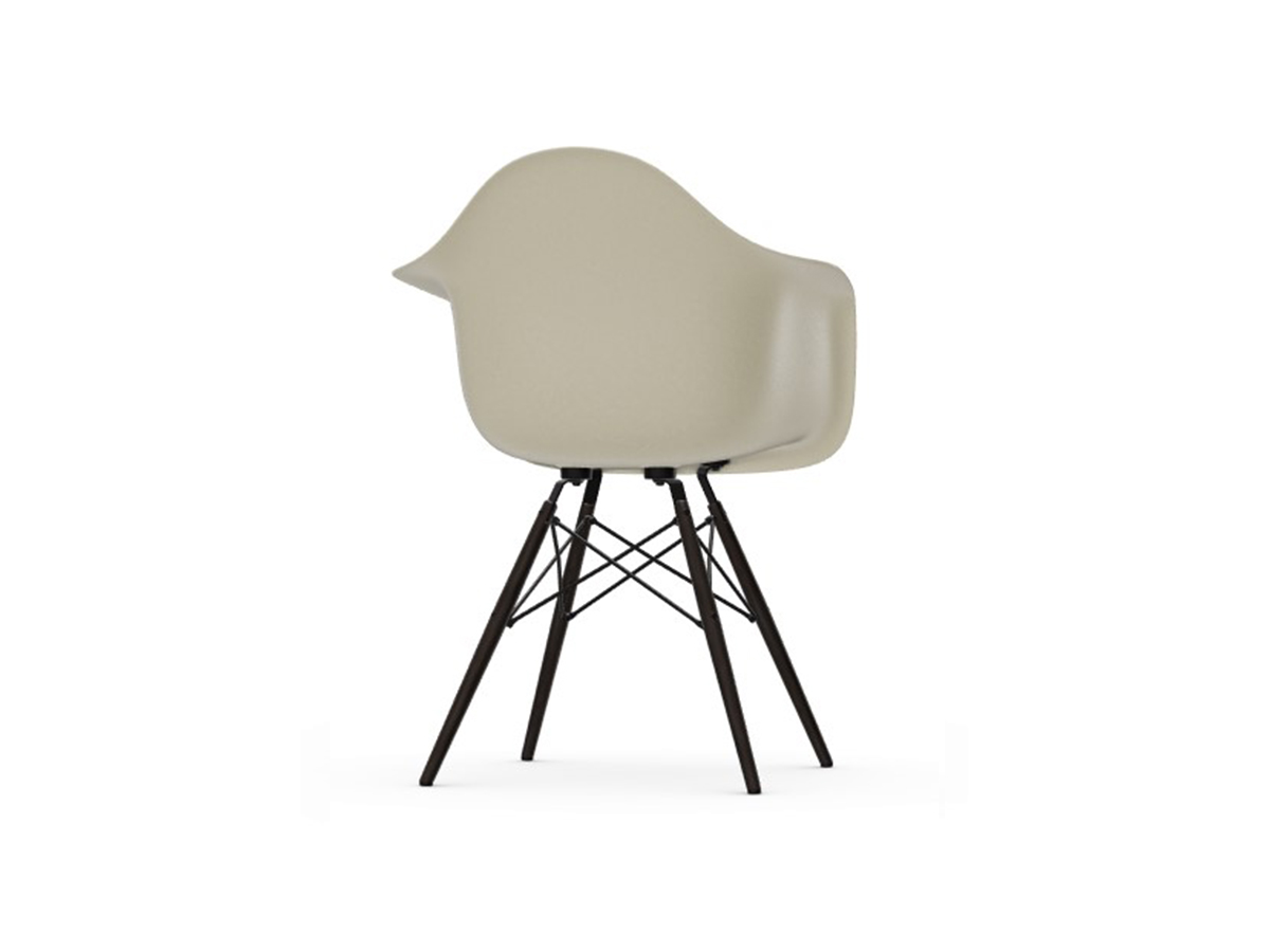 Vitra Eames Plastic Fiberglass Daw Armchair Basamento Maple Black