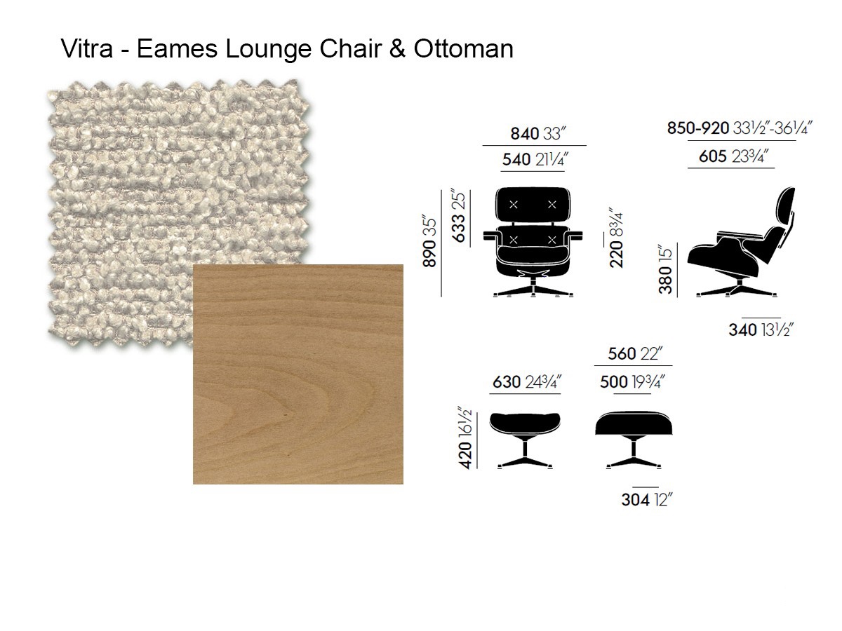 Vitra Eames Lounge Chair And Ottoman Natural Cherry Nubia 03 Cream Sand