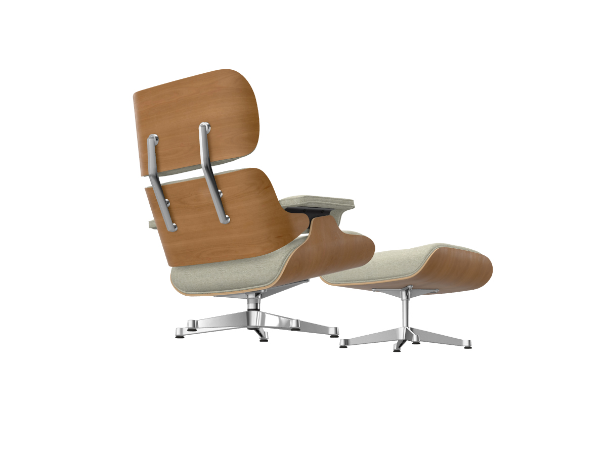 Vitra Eames Lounge Chair And Ottoman Natural Cherry Nubia 03 Cream Sand