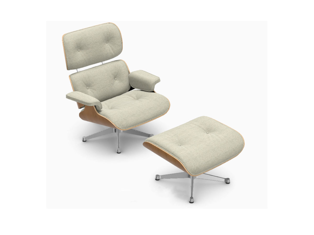 Vitra Eames Lounge Chair And Ottoman Natural Cherry Nubia 03 Cream Sand