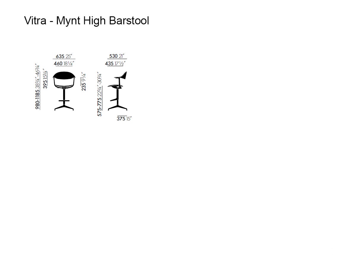 Vitra Mynt High Barstool Wooden Seat And Backrest