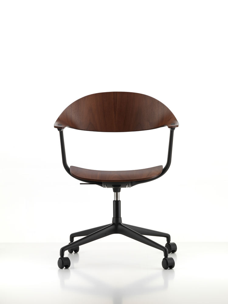 Vitra Mynt Chair Multilayer Dark Walnut 4 Spoke Base With Castors