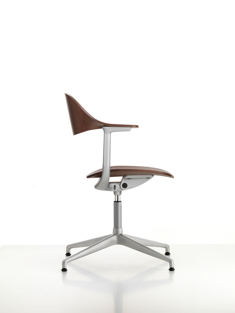 Vitra Mynt Chair Multilayer Dark Walnut 4 Spoke Base With Skids