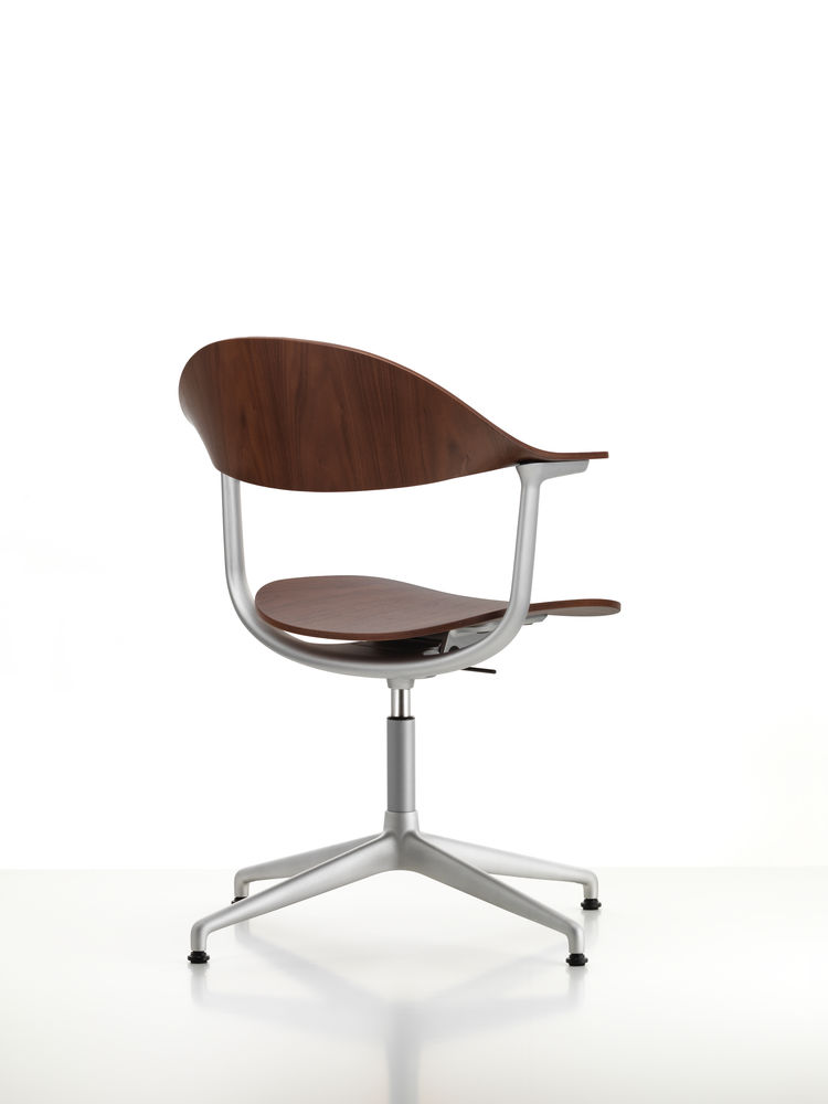 Vitra Mynt Chair Multilayer Dark Walnut 4 Spoke Base With Skids