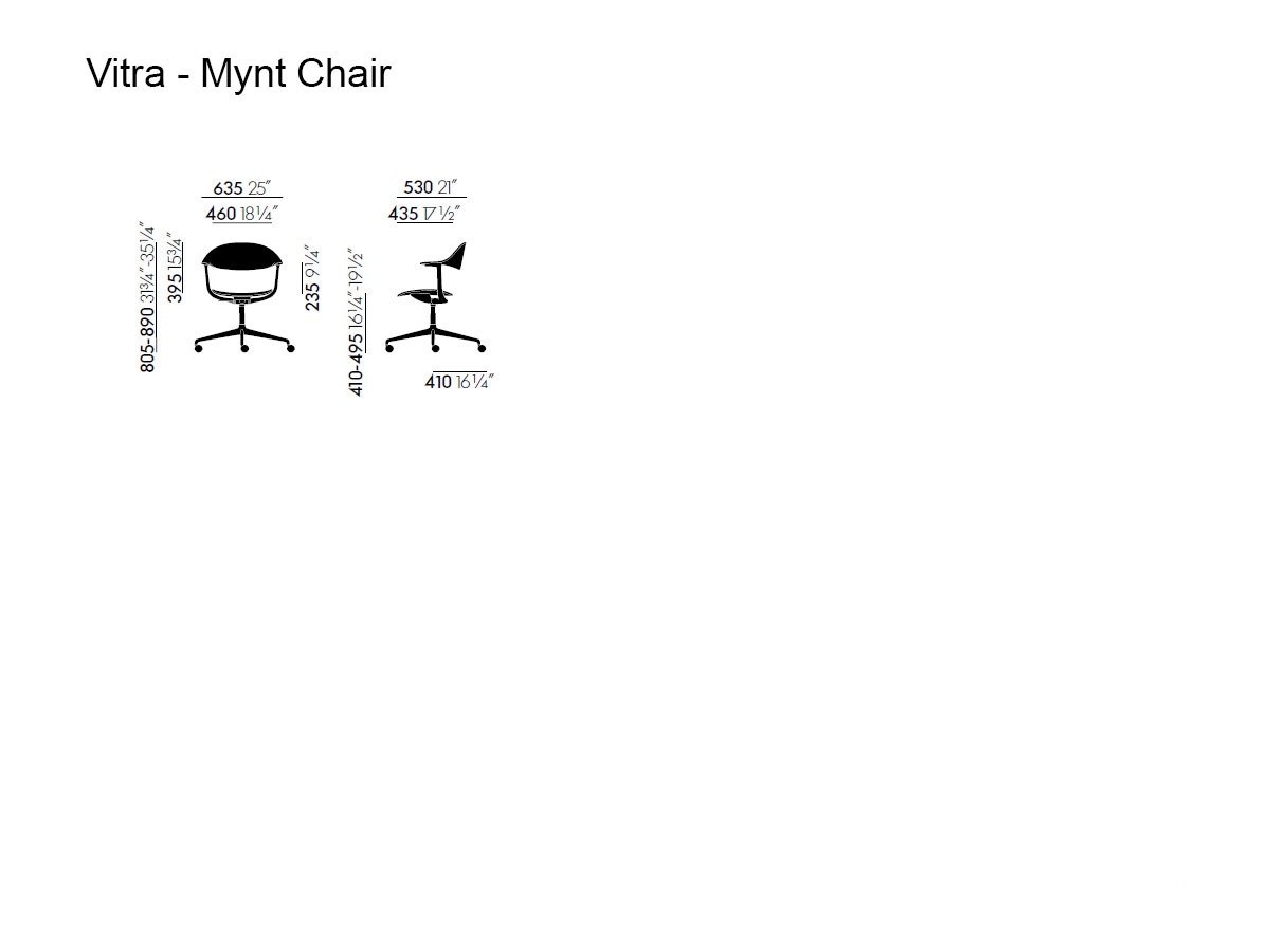 Vitra Mynt Chair Multilayer Dark Walnut 4 Spoke Base With Castors