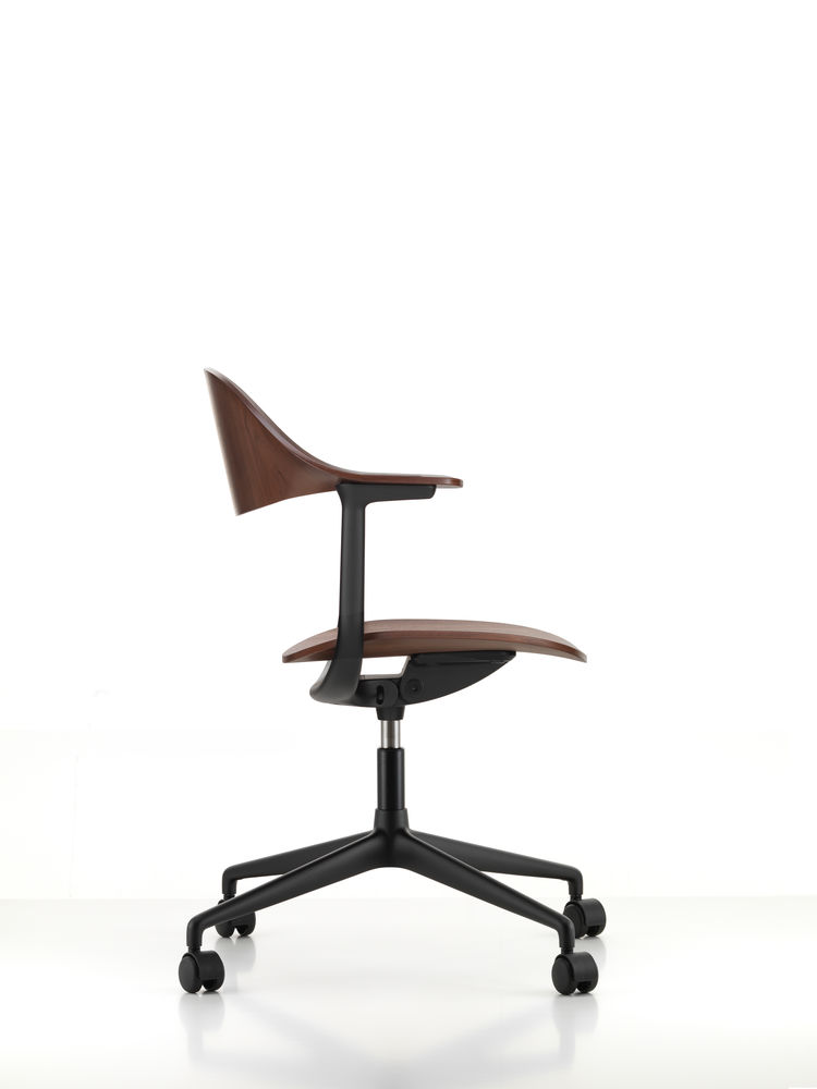 Vitra Mynt Chair Multilayer Dark Walnut 4 Spoke Base With Castors