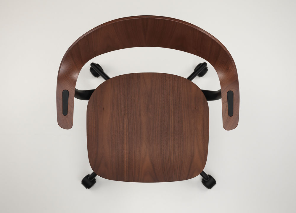 Vitra Mynt Chair Multilayer Dark Walnut 4 Spoke Base With Castors