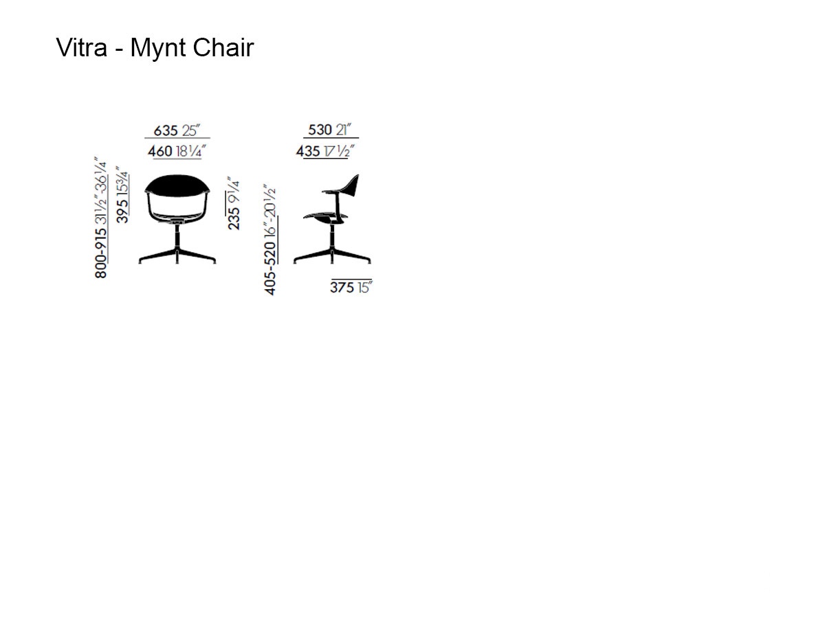 Vitra Mynt Chair Multilayer Dark Walnut 4 Spoke Base With Skids