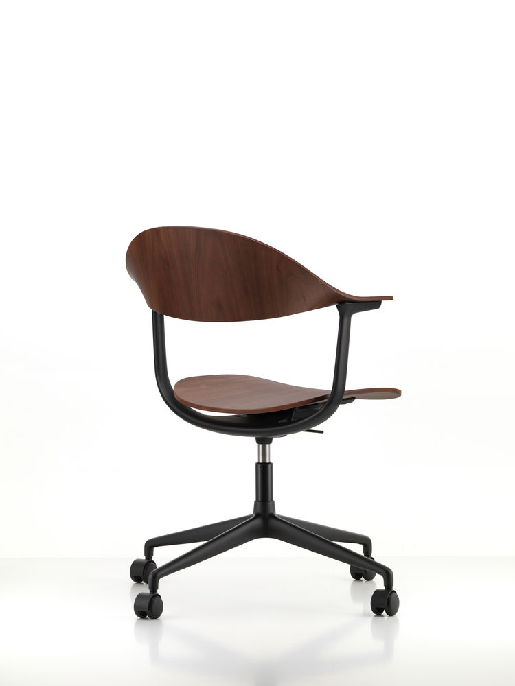 Vitra Mynt Chair Multilayer Dark Walnut 4 Spoke Base With Castors