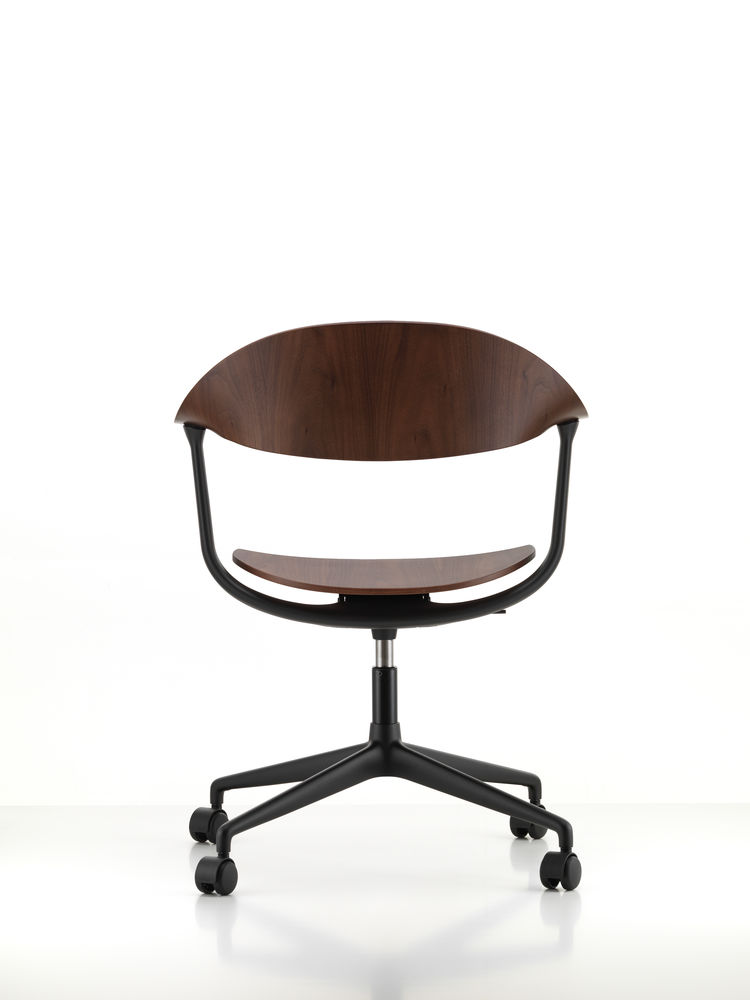 Vitra Mynt Chair Multilayer Dark Walnut 4 Spoke Base With Castors