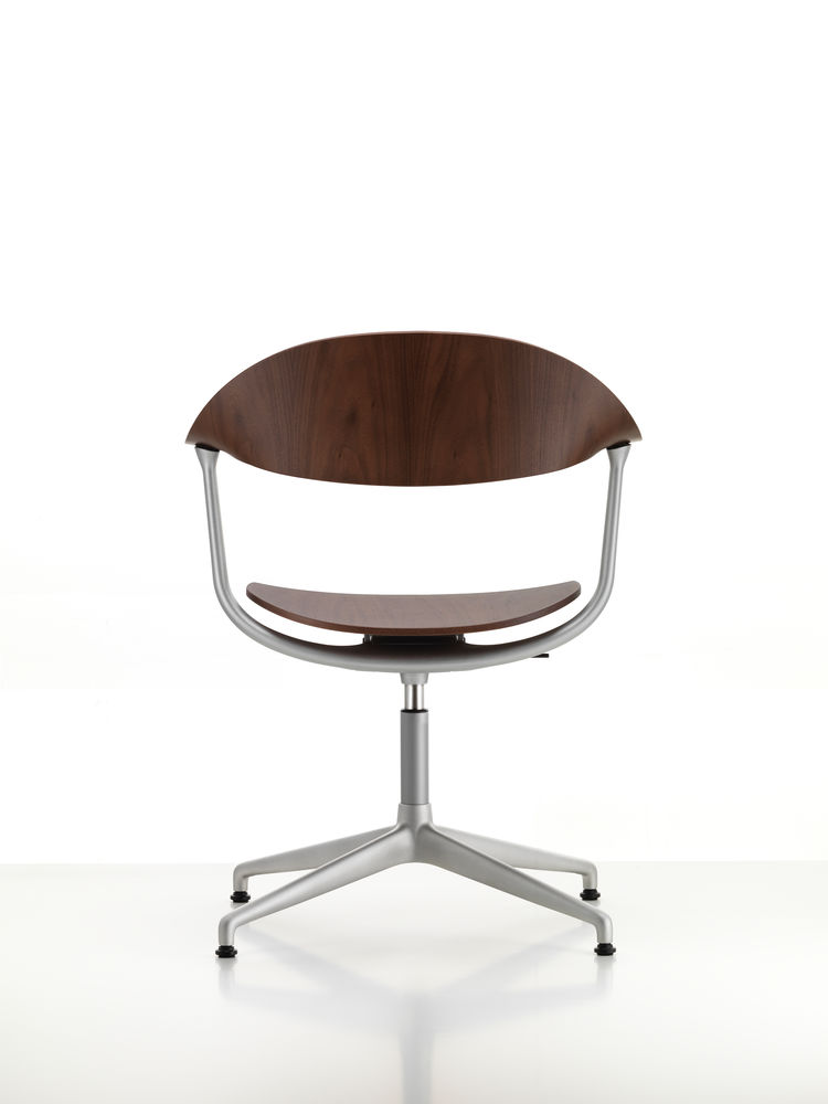 Vitra Mynt Chair Multilayer Dark Walnut 4 Spoke Base With Skids