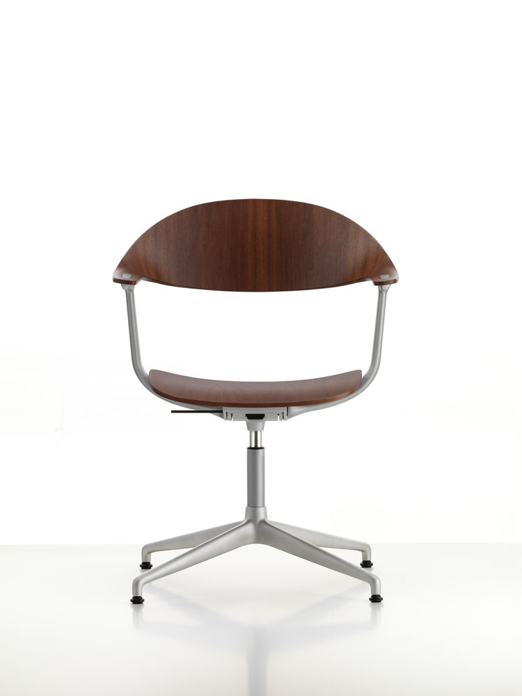 Vitra Mynt Chair Multilayer Dark Walnut 4 Spoke Base With Skids