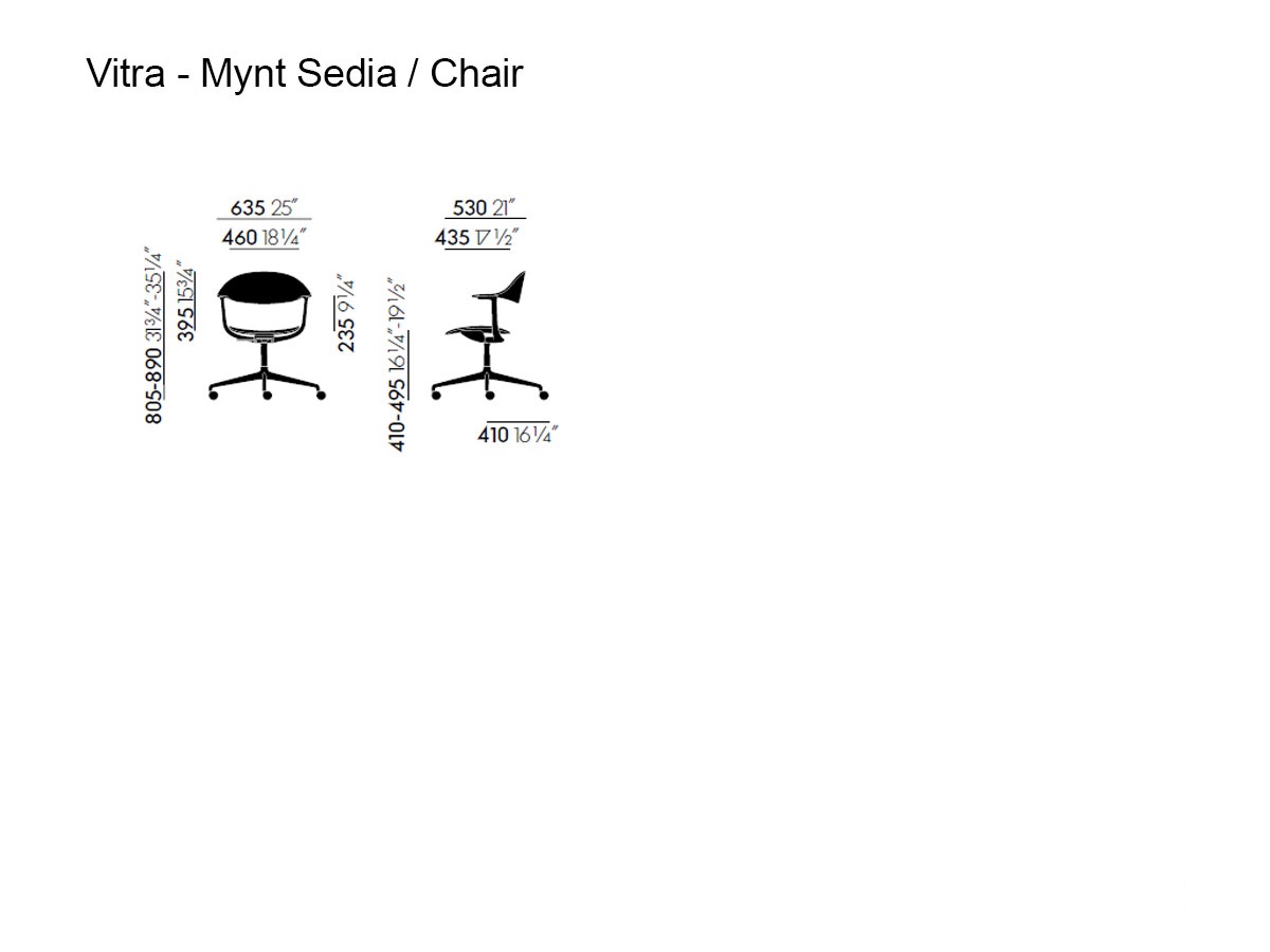 Vitra Mynt Chair Multilayer 4 Ray Base With Castors