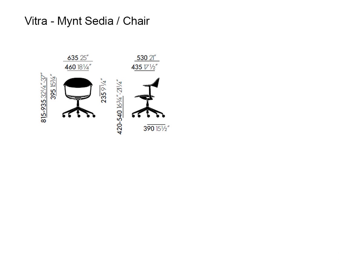 Vitra Mynt Chair Multilayer 5 Ray Base With Castors