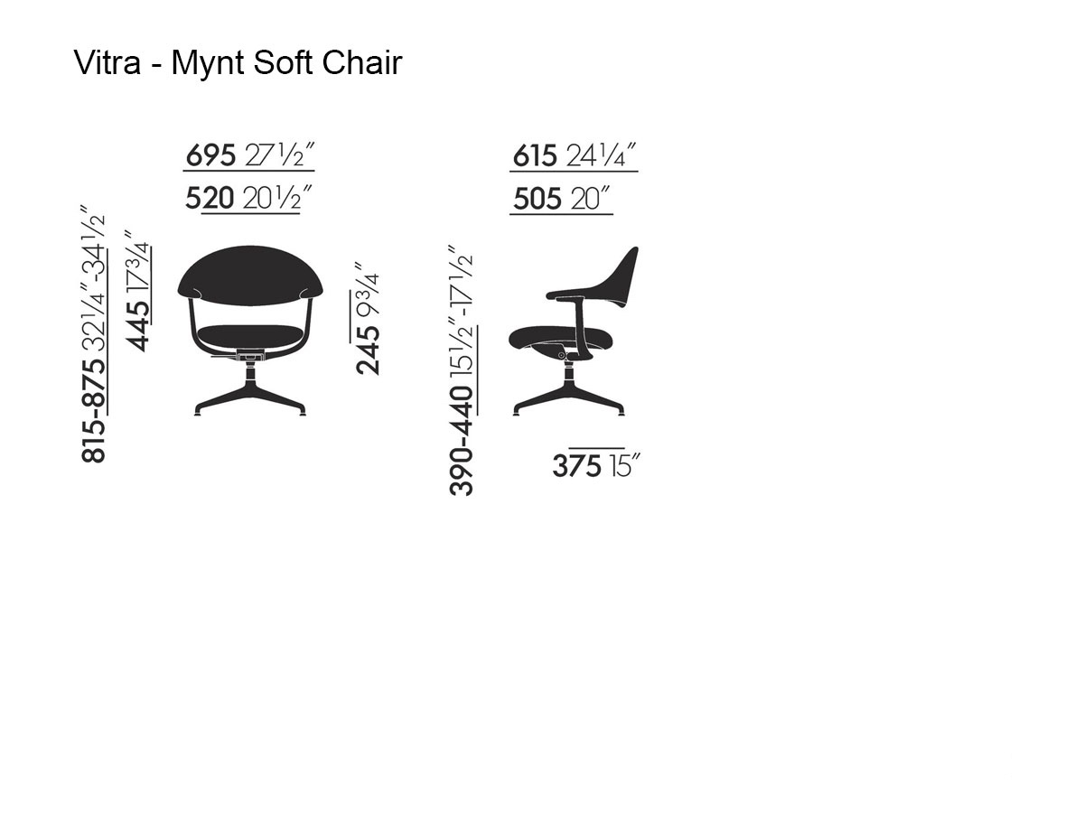 Vitra Mynt Soft Chair 4 Spoke Base With Glides