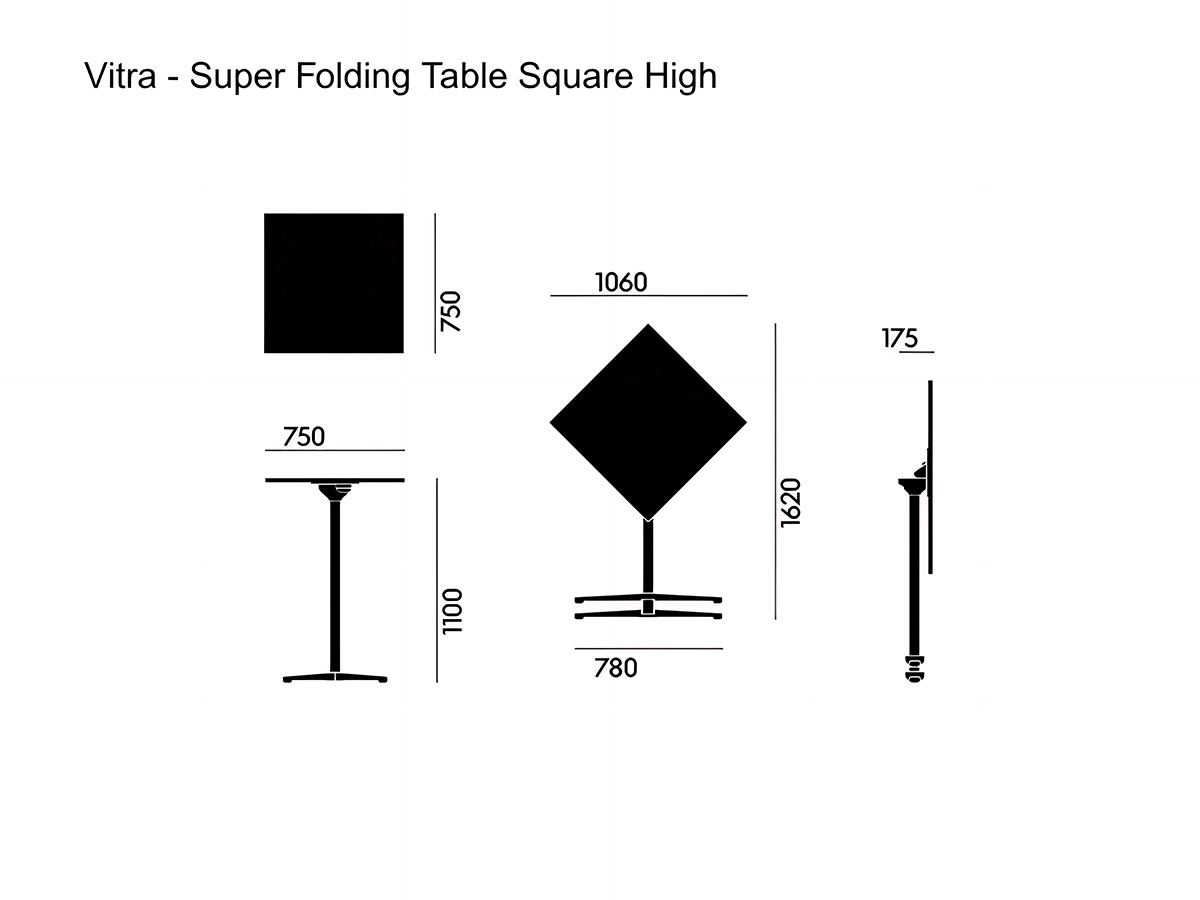 Vitra Super Folding Table Square High