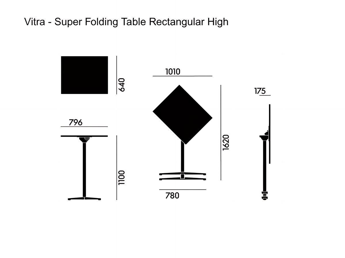 Vitra Super Folding Table Rectangular High