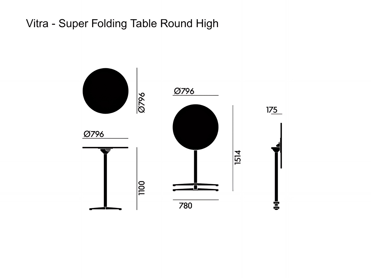 Vitra Super Folding Table Round High