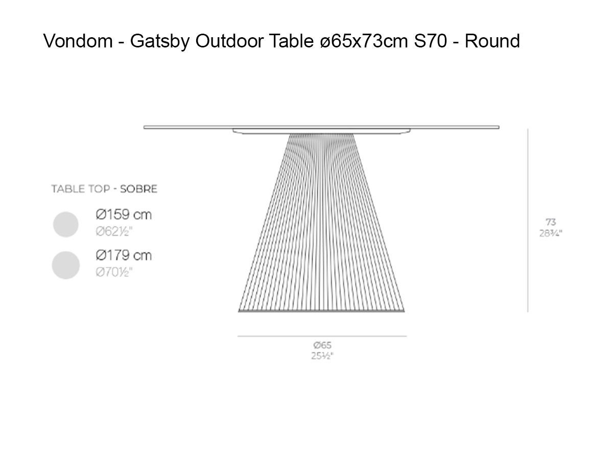 Vondom Gatsby Outdoor Table O65x73cm S70 Round