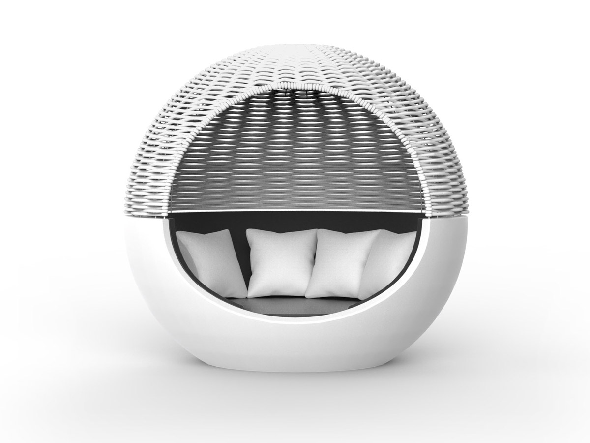 Vondom Ulm Moon Daybed With Woven Rope Parasol