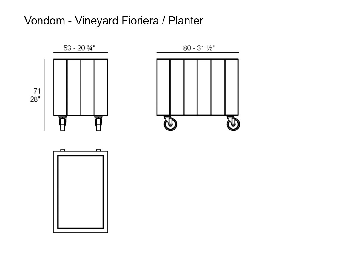 Vondom Vineyard Planter With Wheels Outdoor