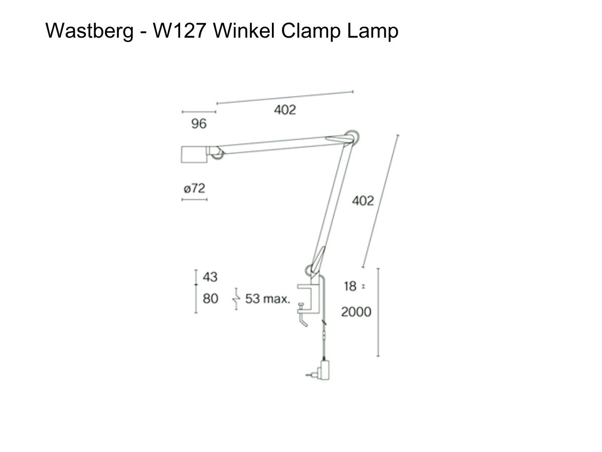 Настольная лампа Wästberg W127 Winkel, зажим