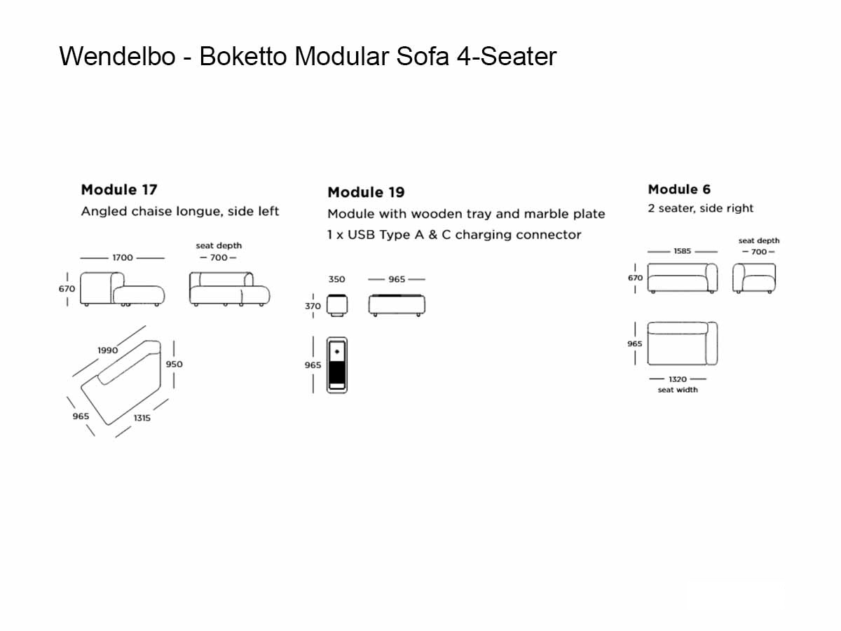 Wendelbo Boketto Modular Sofa 4 Seater
