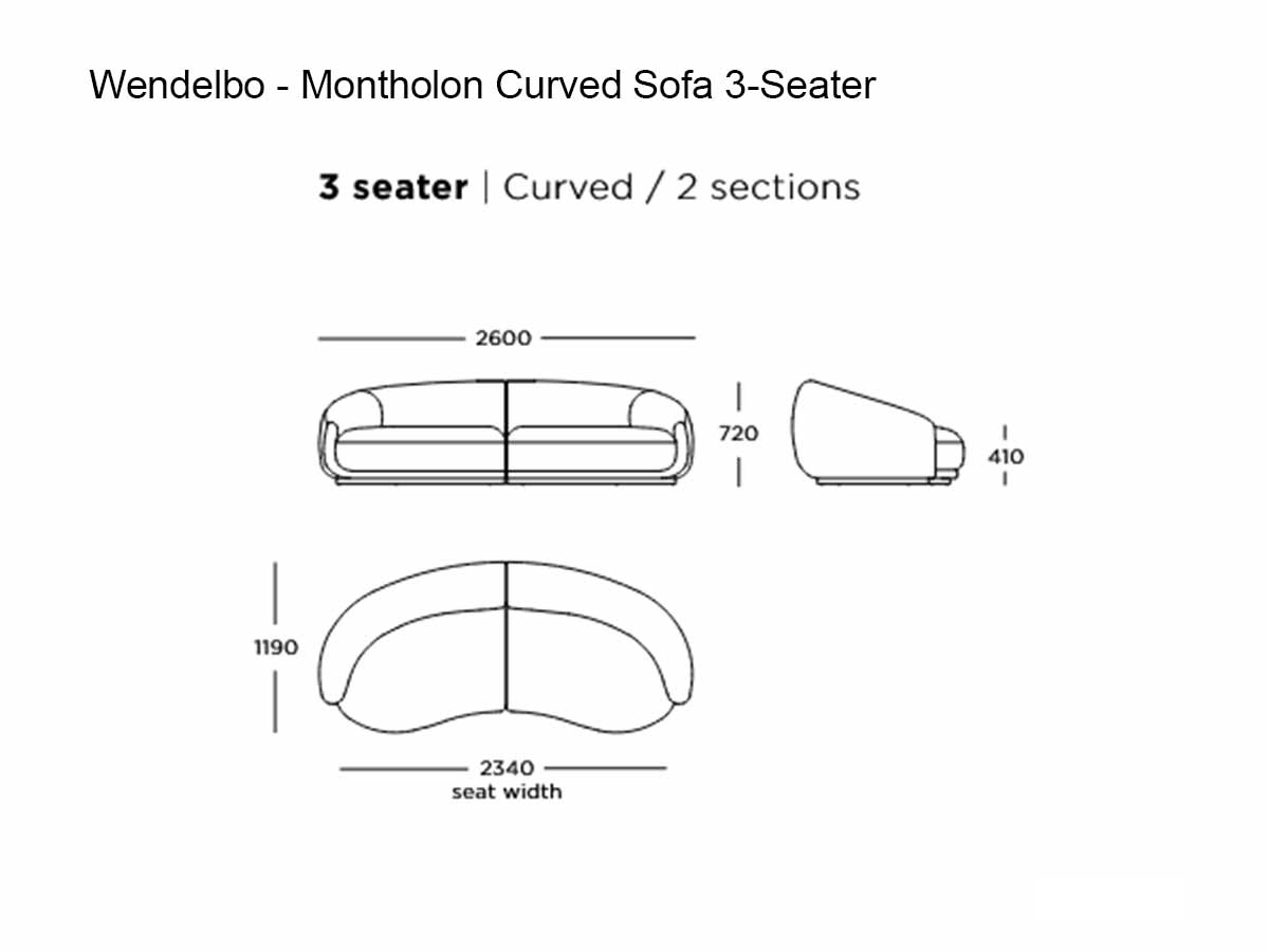 Wendelbo Montholon Curved Sofa 3 Seater