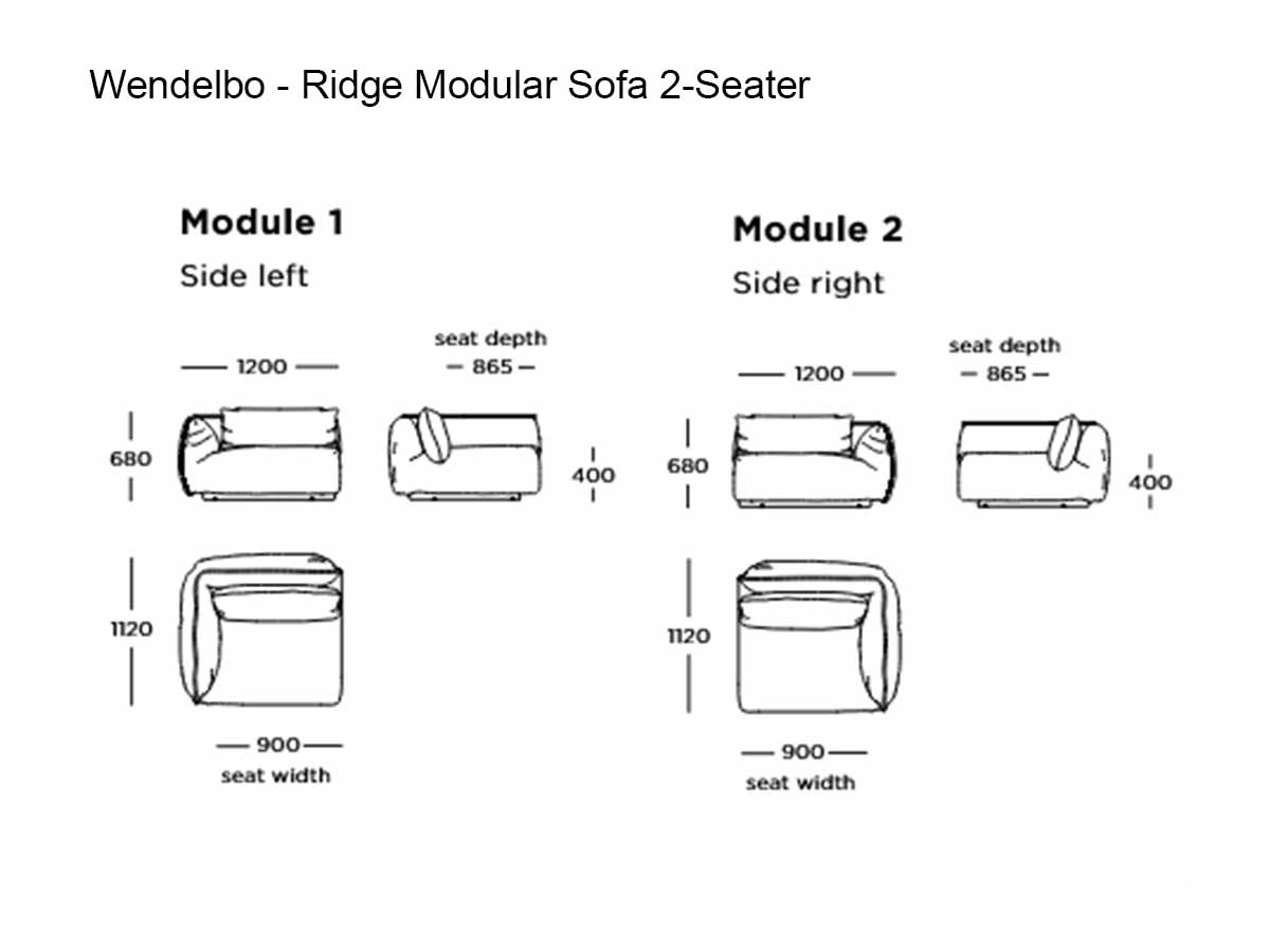 Wendelbo Ridge Modular Sofa 2 Seater