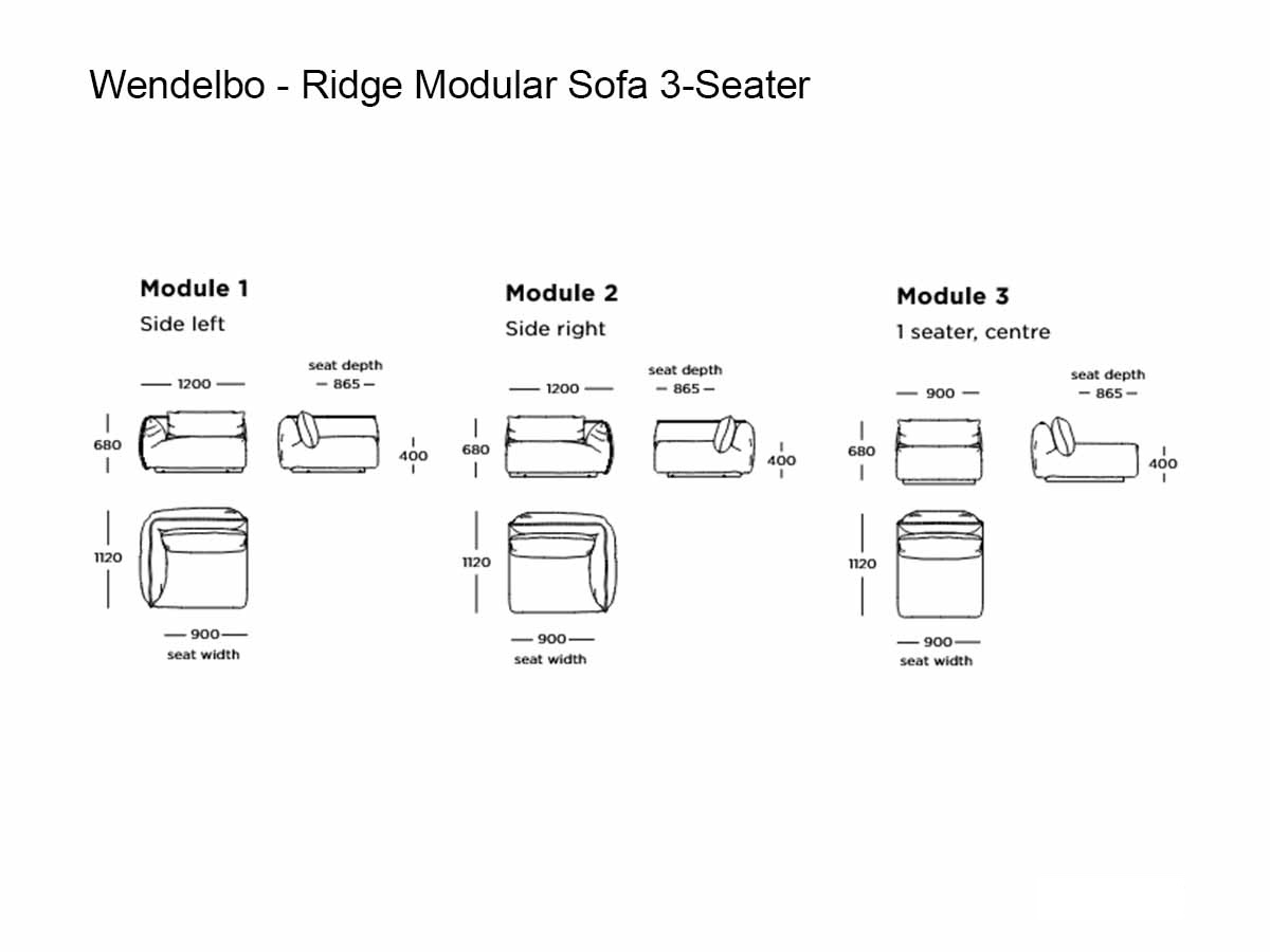 Wendelbo Ridge Modular Sofa 3 Seater